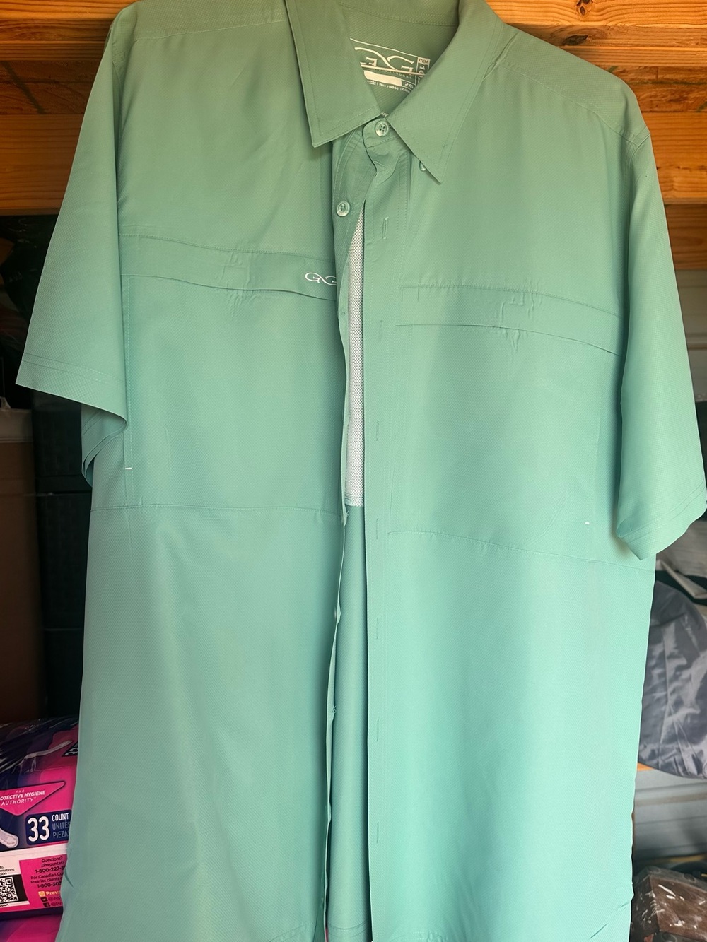 G & G GameGuard Outdoors Green Short Sleeve Button-Front Shirt  Size 2 X
